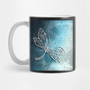 Dragonfly Graphic Art Teal, Black & White Spiritual Messengers The Dragonflies Mug